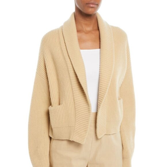 NWT VINCE Cropped Shawl-Collar Cardigan Cashmere